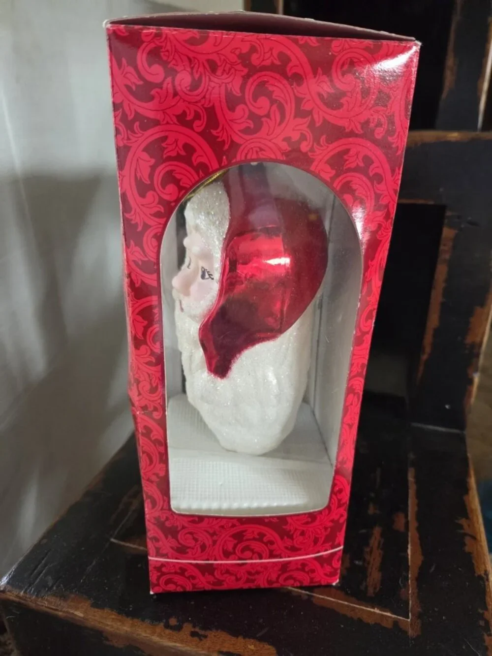 Vintage Mistletoe Magic European Style Hand Blown Santa Glass Christmas Ornament